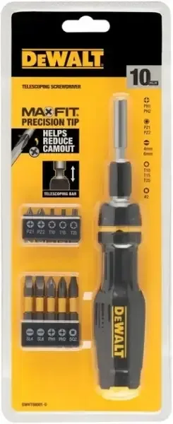 Викрутка DeWalt Telescoping з 10 насадками двокомпонентна ручка для ремонту гвинти викрутка