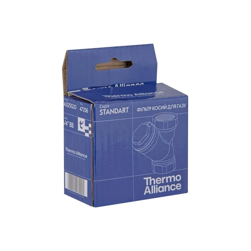 Косий фільтр для газу 3/4" нікель латунь Thermo Alliance Standart
