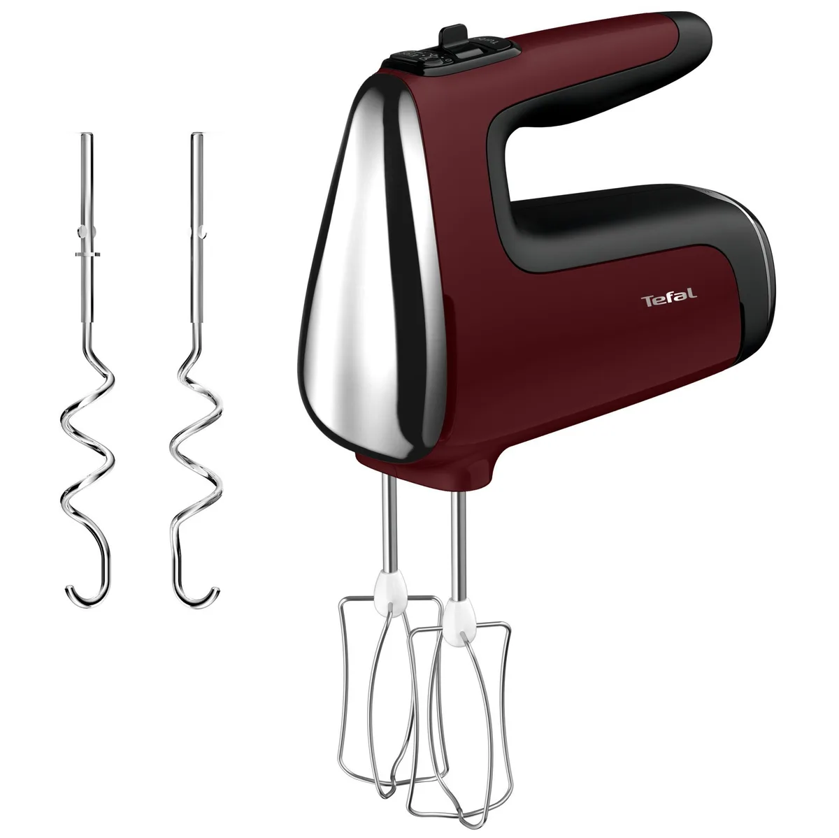 Ручний міксер Tefal Powermix Silence 600Вт, 4 насадки, турбо-режим, бордовий.