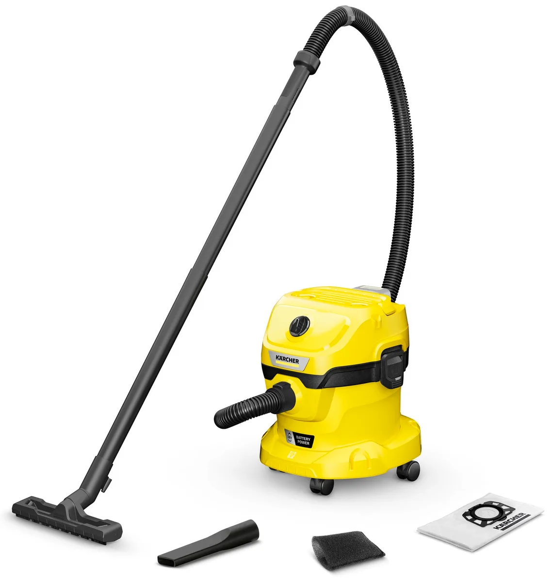 Акумуляторний професійний пилосос Karcher WD 2-18, 18В, контейнер 12л, без батареї та зарядного пристрою.