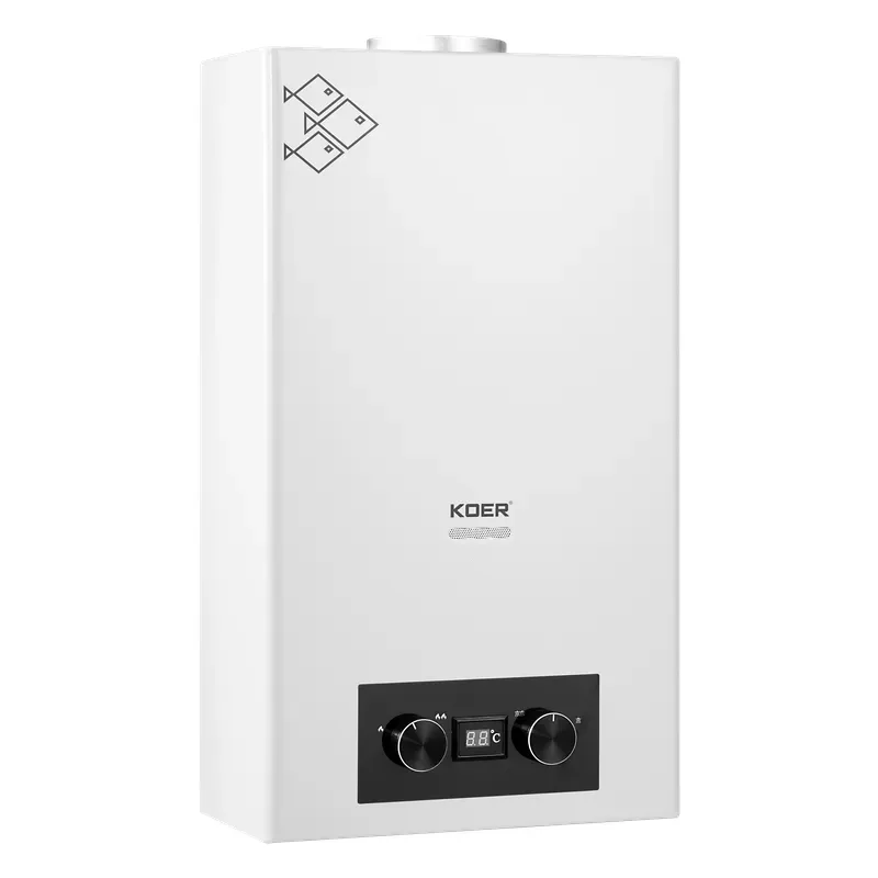 Газова колонка Koer 20 кВт мідь 10 л/хв 340х590х180 мм біла
