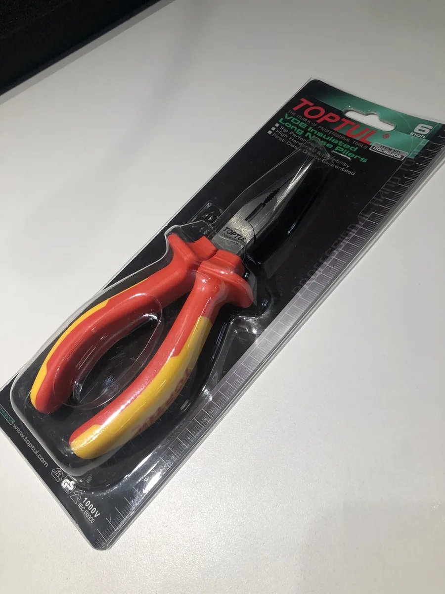 Плоскогубці діелектричні 6" 1000V VDE Toptul червоні
