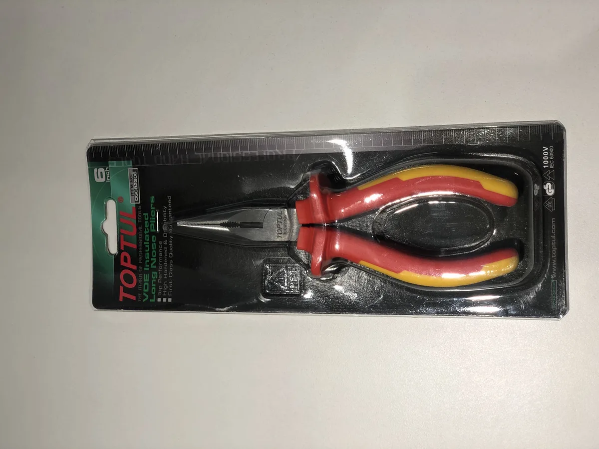 Плоскогубці діелектричні 6" 1000V VDE Toptul червоні