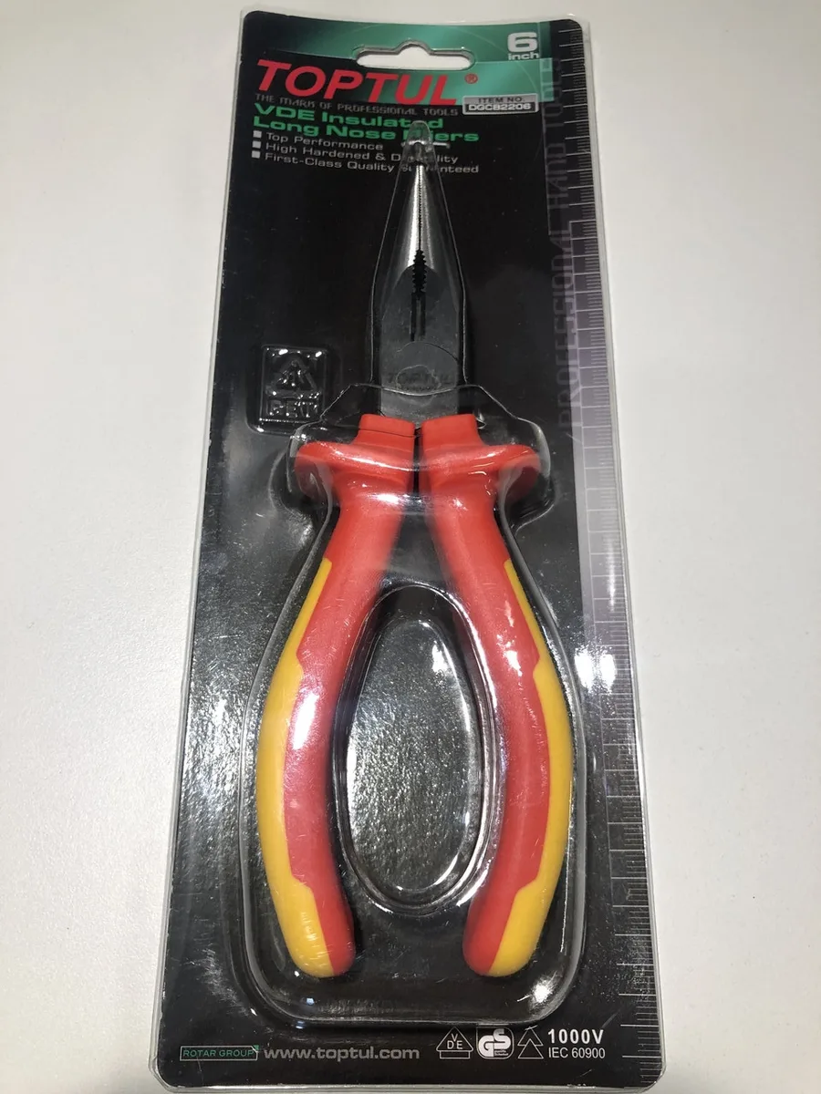 Плоскогубці діелектричні 6" 1000V VDE Toptul червоні