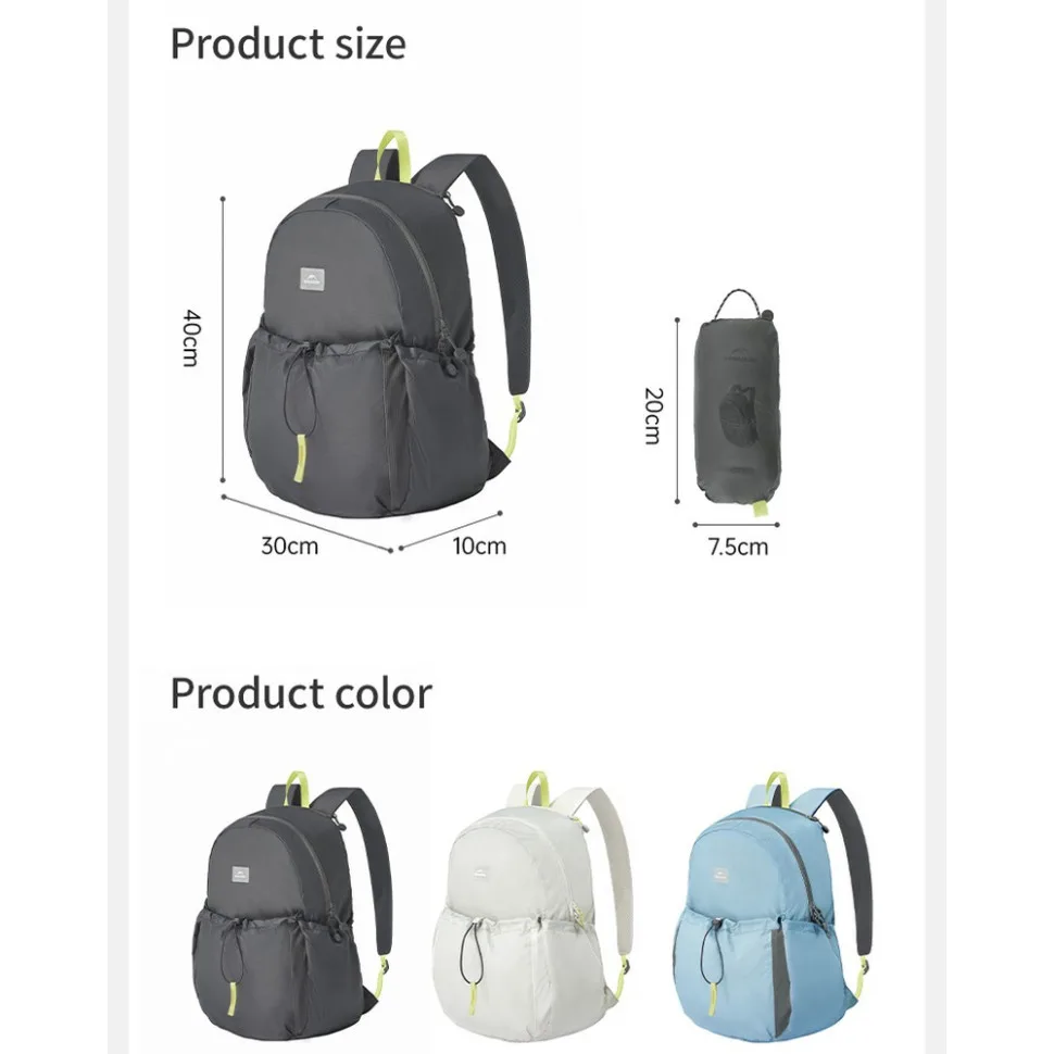 Рюкзак Naturehike нейлоновий 40х30х10 см 20 л сірий