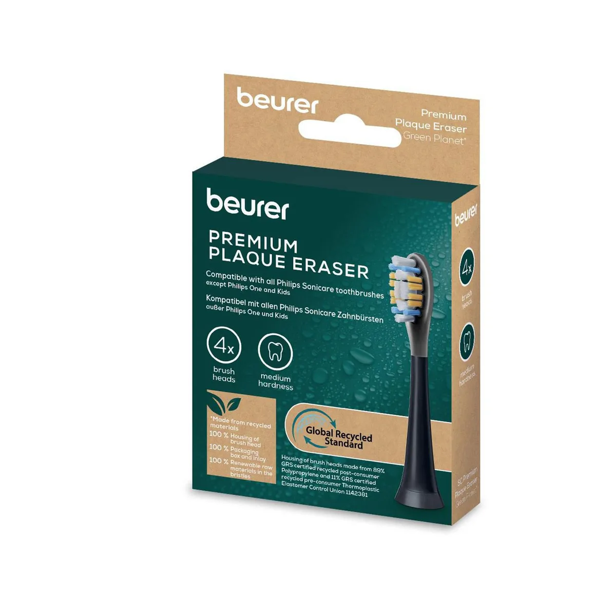Насадка для зубных щеток Beurer SC 30/50 Premium Plaque Eraser, против зубного налета, 4 шт в наборе, черного цвета