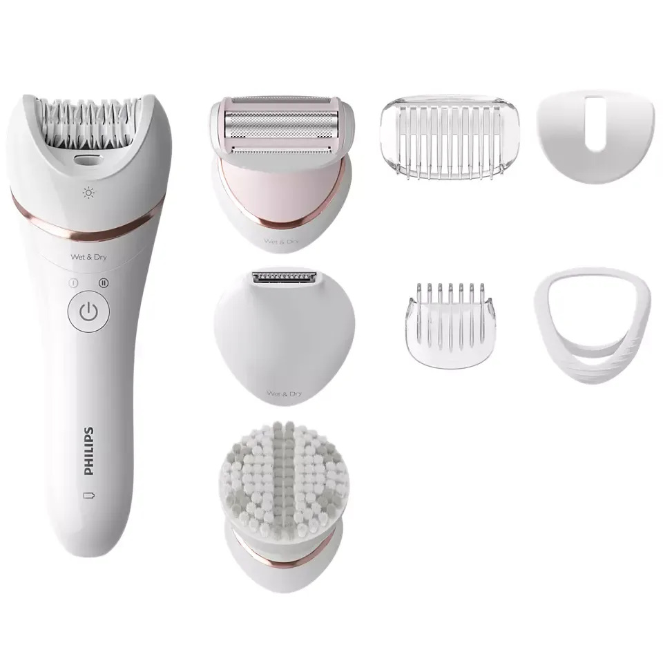 Епілятор Philips 8000 серії, акумуляторний, дисковий, з пінцетом, водонепроникний для сухого та вологого використання, 7 насадок,