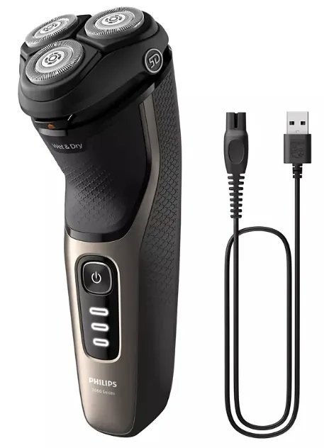 Електробритва Philips роторна для чоловіків чорна 3 головки 60 хв автономної роботи