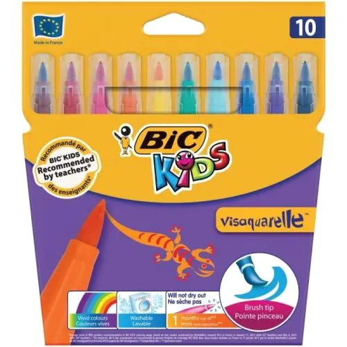 Фломастери BIC Visaquarelle 10 кольорів для малювання та творчості.