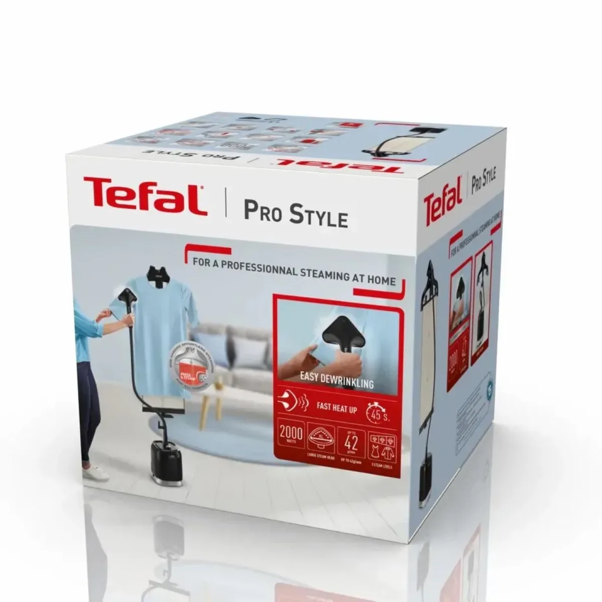 Вертикальний відпарювач Tefal Pro Style, 2000 Вт, об'єм 1500 мл, постійна подача пари - 42 г/хв, чорний.