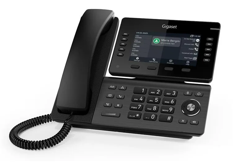 Телефон IP Gigaset Pro Professional P855BW, 2xGE LAN, Wi-Fi, 10 SIP line, BT 5.2, 1xUSB-A, PoE, 5" color TFT display, чорний метал