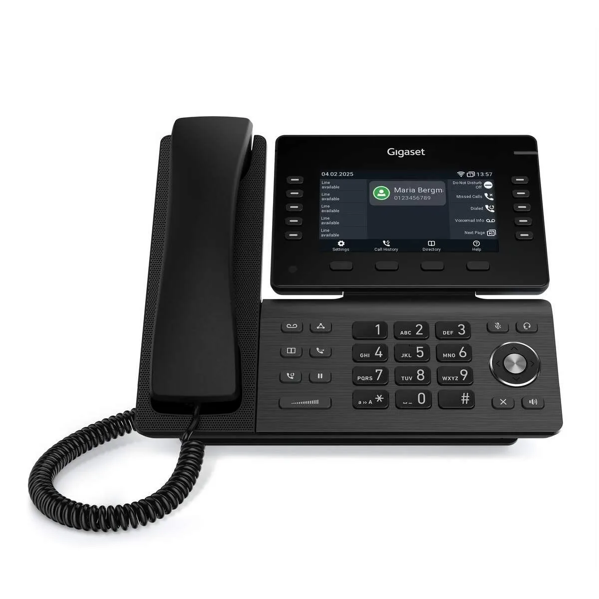 Телефон IP Gigaset Pro Professional P855BW, 2xGE LAN, Wi-Fi, 10 SIP line, BT 5.2, 1xUSB-A, PoE, 5" color TFT display, чорний метал