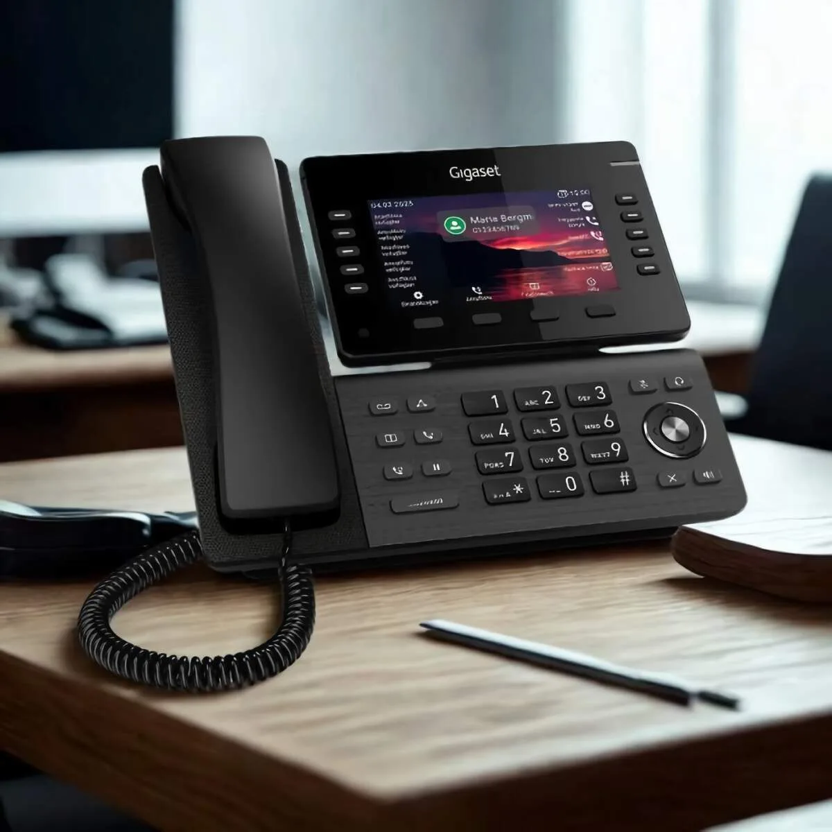 Телефон IP Gigaset Pro Professional P855BW, 2xGE LAN, Wi-Fi, 10 SIP line, BT 5.2, 1xUSB-A, PoE, 5" color TFT display, чорний метал