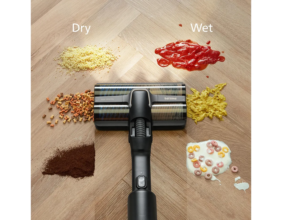 Безпровідний пилосос Philips AquaTrio для вологого прибирання, об'єм контейнера - 0.42 л, автономна робота до 25 хвилин, технологі