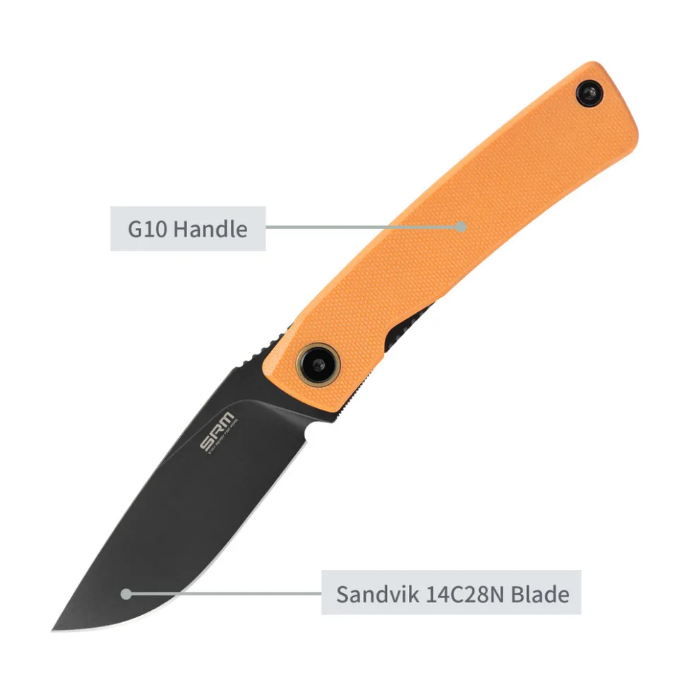 Нож складной SRM G10 75 мм оранжевый Sandvik 14C28N