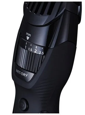 Тример Panasonic для догляду за бородою та вусами, акумуляторний, з роторним мотором, одна насадка, стальний, чорного кольору.