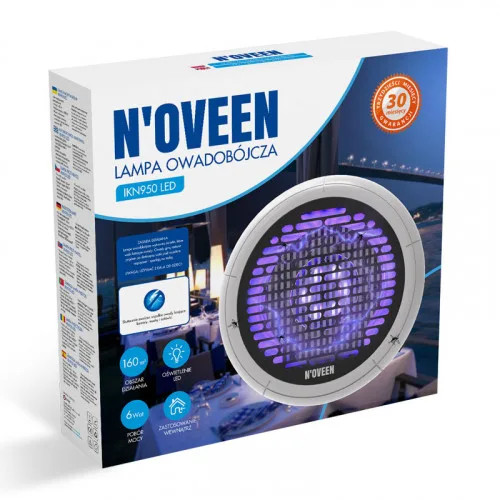 Ловушка для комах Noveen LED 6 Вт металевий 160 кв.м біла