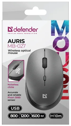 Миша Defender бездротова оптична сірий середня 800-1600 dpi