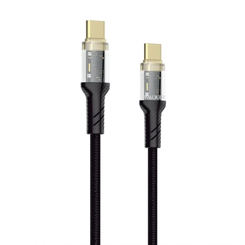 Кабель USB WALKER Type-C to Type-C 1м тканинний чорний 60W Quick Charge 3.0