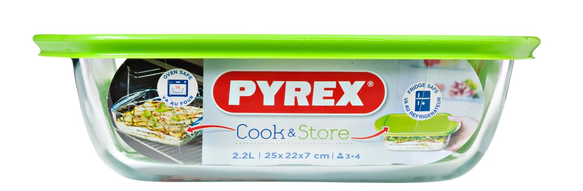 Форма квадратна з кришкою Pyrex боросилікатне скло 25х22х7 см
