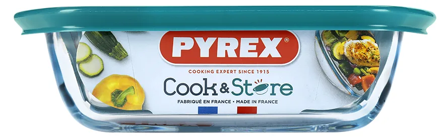 Форма квадратна з кришкою Pyrex боросилікатне скло 25х22х7 см