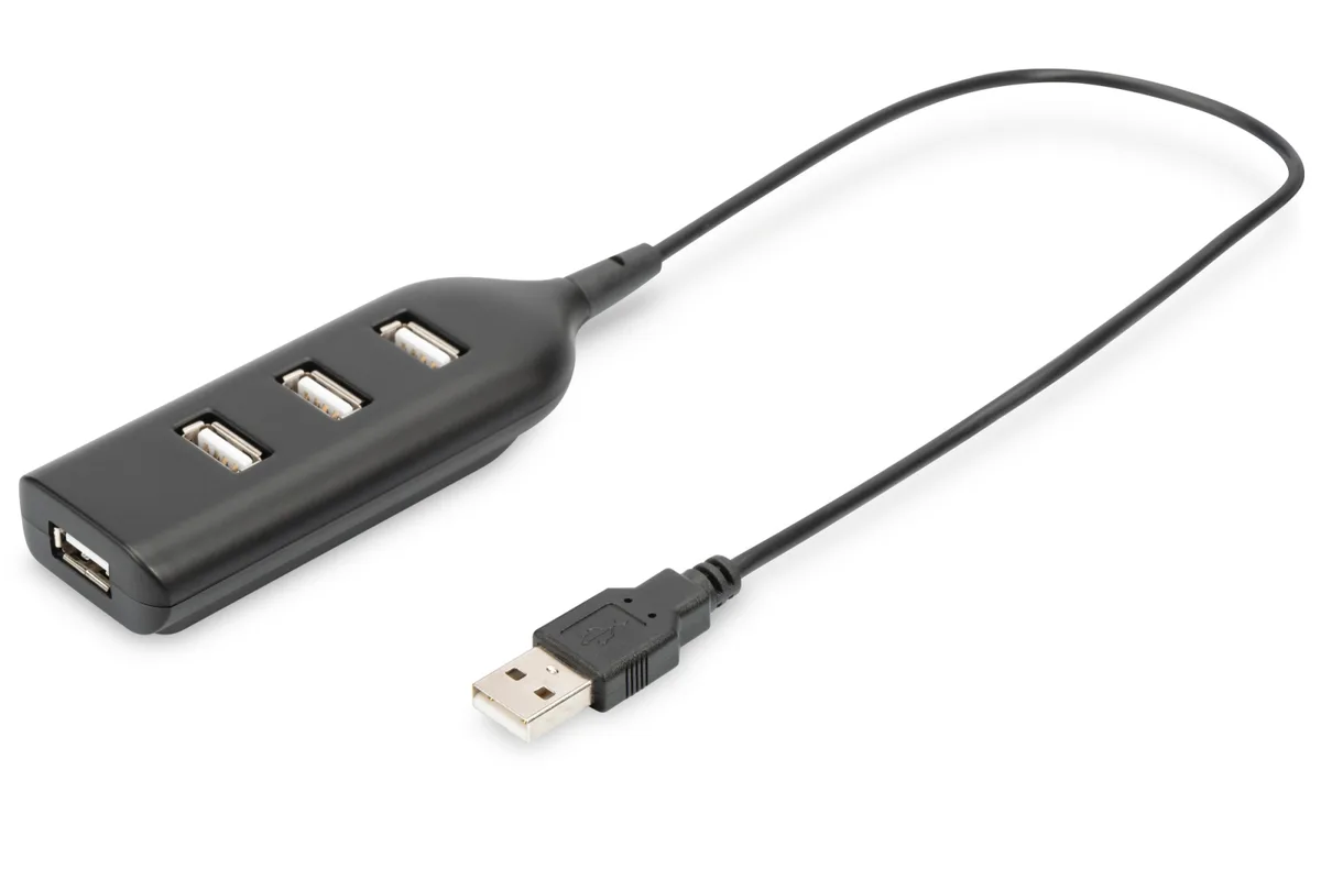 Концентратор DIGITUS USB 2.0, 4 порти, пасивний, чорний