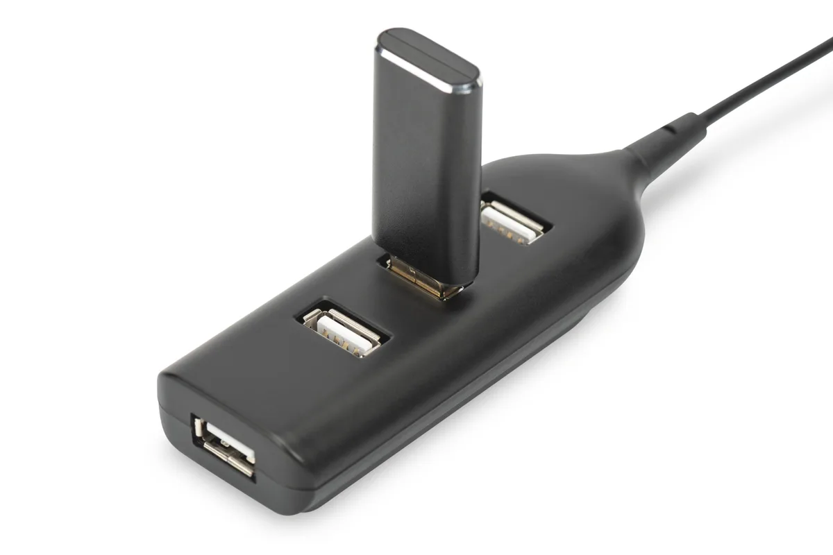 Концентратор DIGITUS USB 2.0, 4 порти, пасивний, чорний
