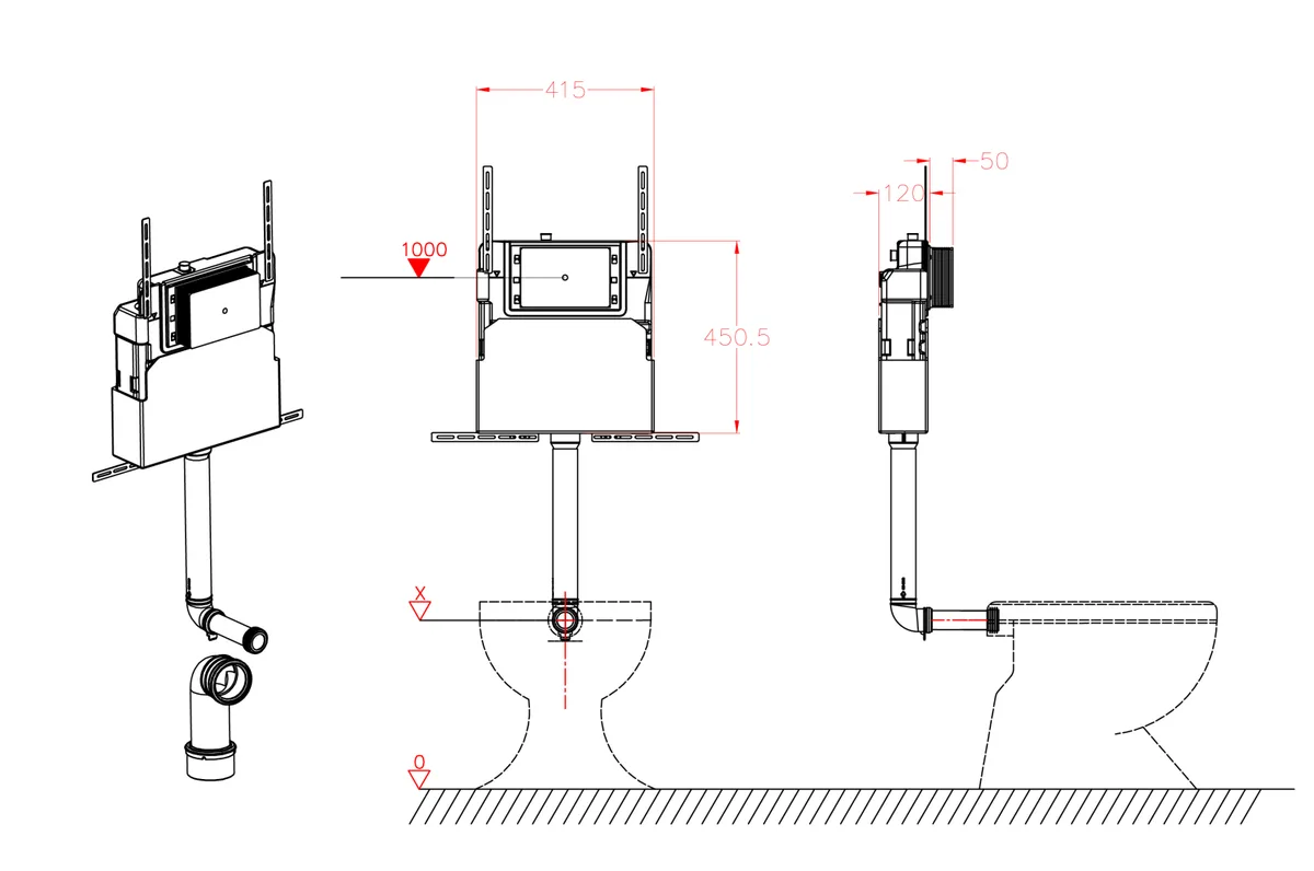 Інсталяційний бачок Koer HDPE 420x120x750 мм Білий