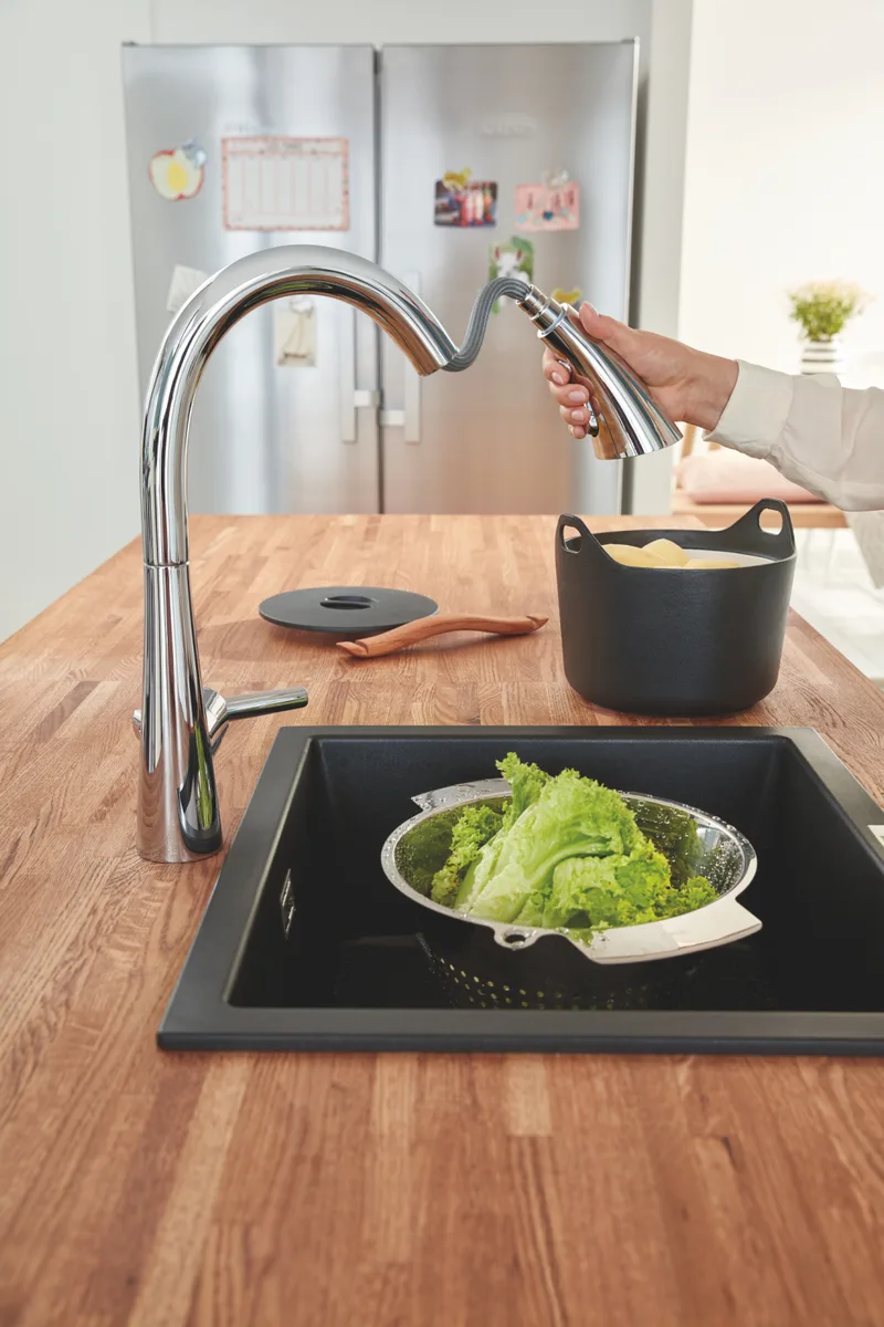 Композитна мийка Grohe штучний камінь 533х457 мм чорний матовий