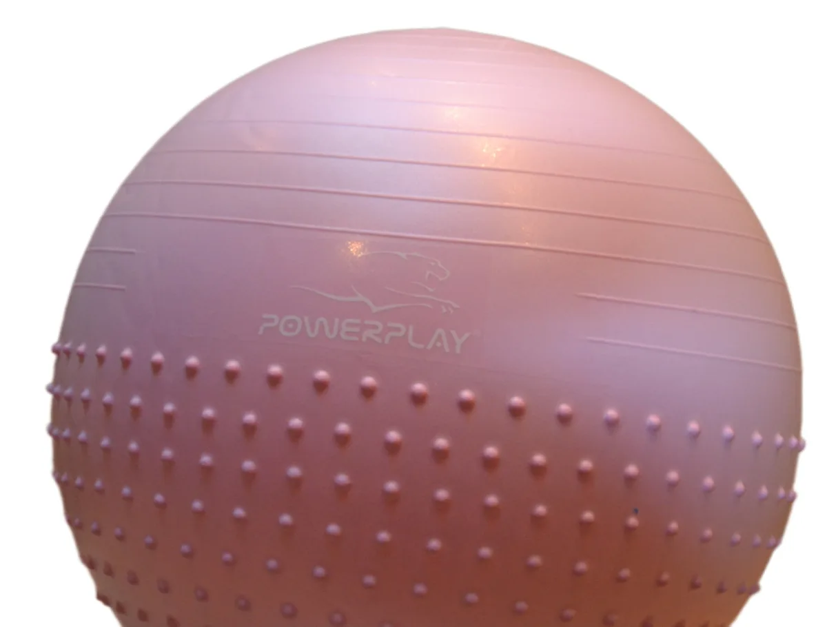 Мяч для фитнеса Active Point PVC 65 см Лиловый полумассажный с насосом