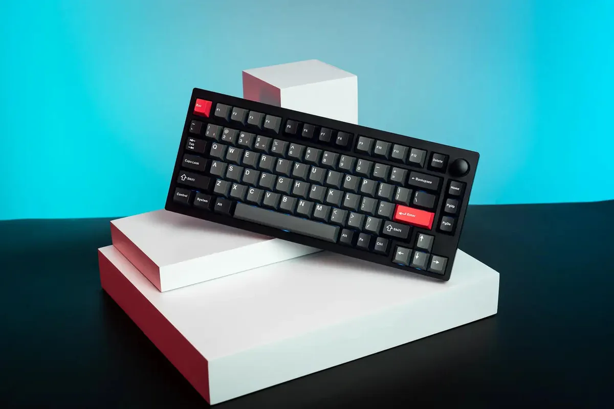 Клавіатура механічна Lemokey  P1 Pro 84Key, Keychron Super Brown, WL/BT/USB-A, QMK/VIA, Hot-Swap, EN/UKR, RGB,  Knob, Carbon Black