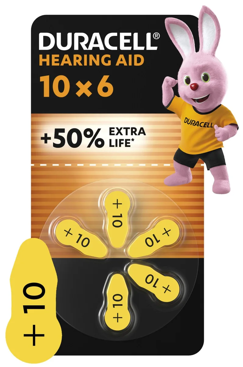Батарейки Duracell для слухових апаратів 10 6 шт з EasyTab