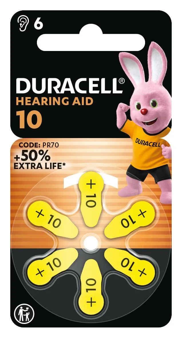 Батарейки Duracell для слухових апаратів 10 6 шт з EasyTab