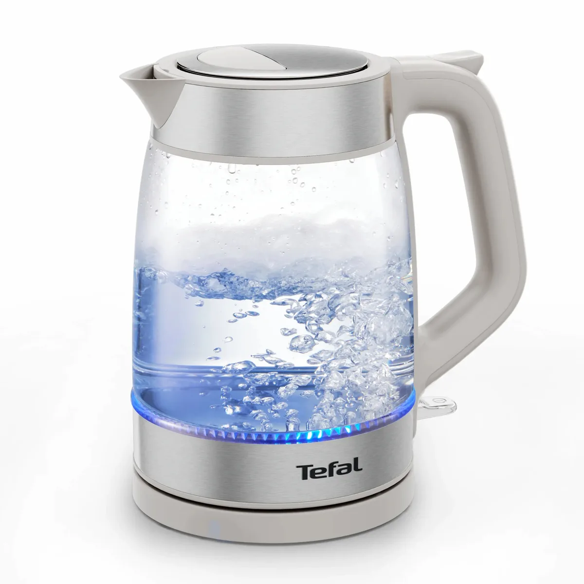 Електрочайник Tefal Скляний 1.7л з підсвіткою, біло-сріблястий.