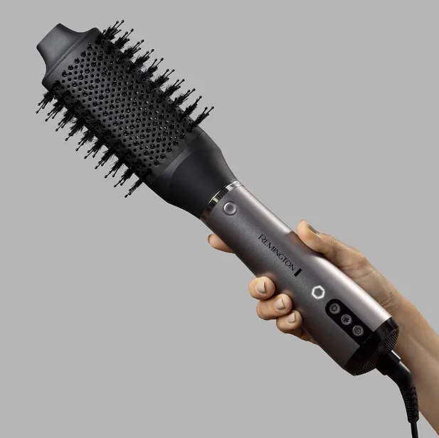 Фен-щітка Remington ProLuxe You Adaptive, 1000Вт, 3 режими, іонізація, холодний обдув, керамічне покриття, сірий.