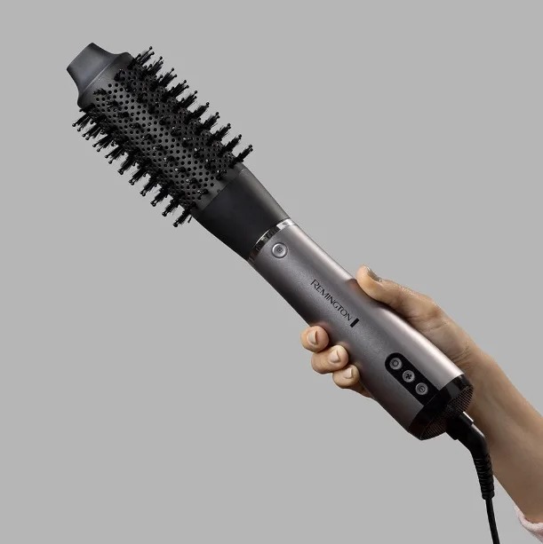 Фен-щітка Remington ProLuxe You Adaptive, 1000Вт, 3 режими, іонізація, холодний обдув, керамічне покриття, сірий.
