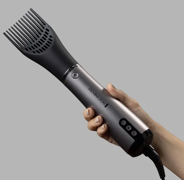Фен-щітка Remington ProLuxe You Adaptive, 1000Вт, 3 режими, іонізація, холодний обдув, керамічне покриття, сірий.