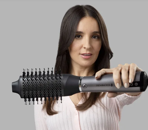 Фен-щітка Remington ProLuxe You Adaptive, 1000Вт, 3 режими, іонізація, холодний обдув, керамічне покриття, сірий.