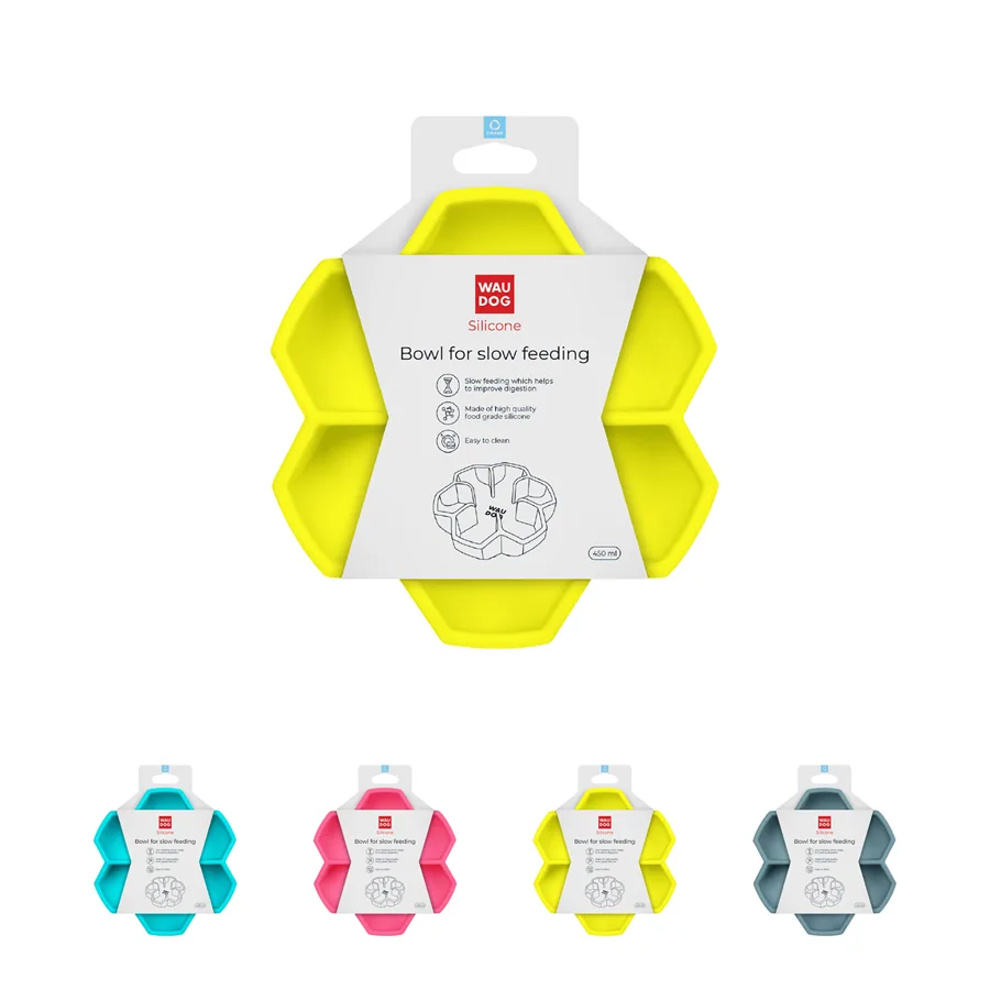Миска для повільного харчування WAUDOG Silicone 450 мл силікон жовта 16,6 см