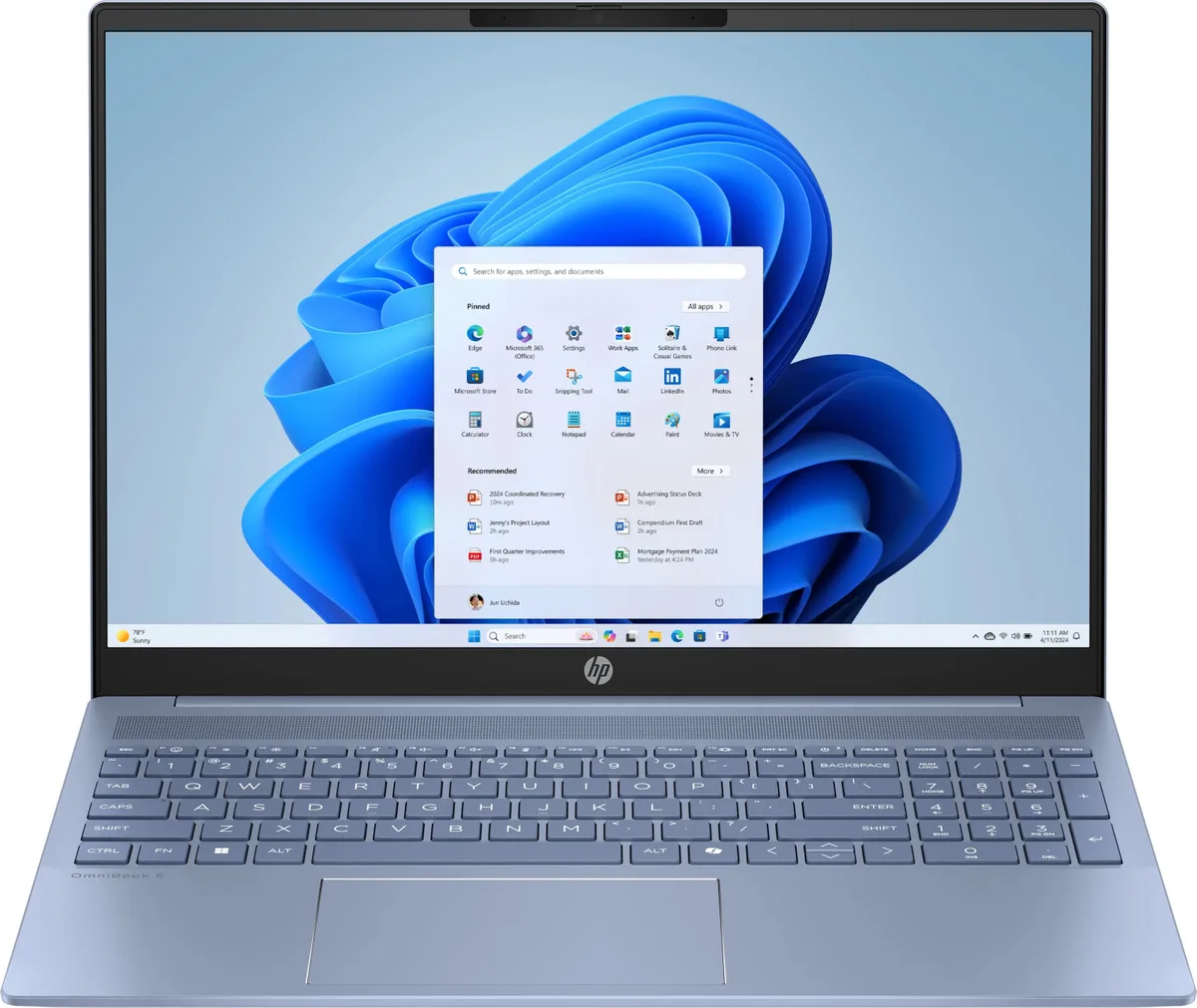 Ноутбук HP OmniBook 5 16-af1008ua 16" WUXGA IPS AG, Intel U7-255U, 32GB, F1TB, UMA, DOS, блакитний