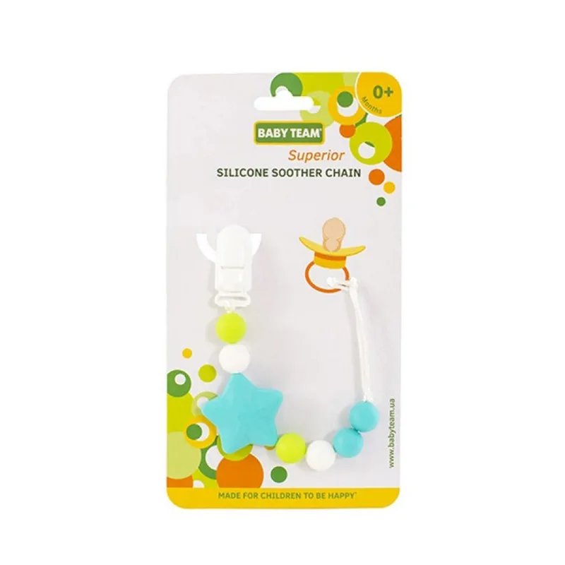 Цепочка для пустушки BABY TEAM силіконова 3390 Blue