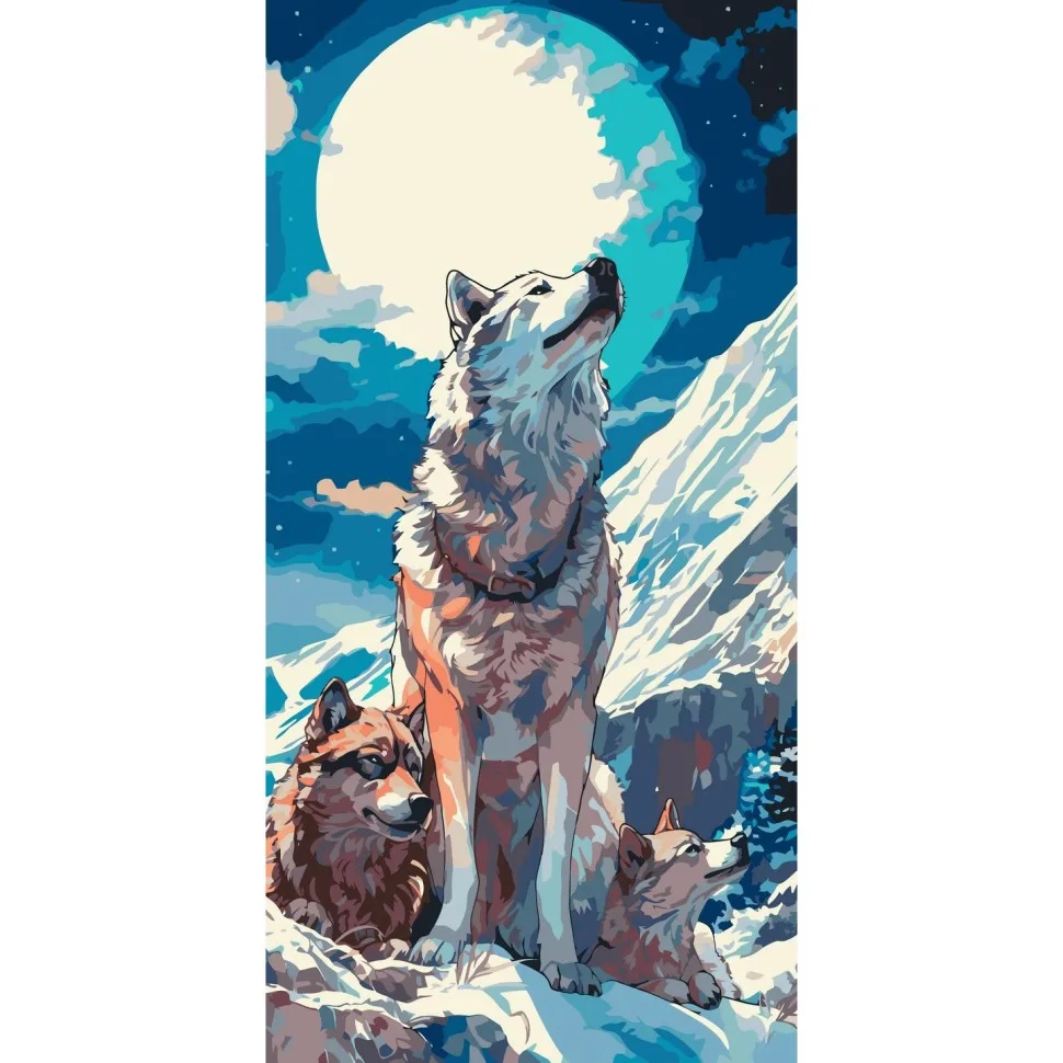 Картина за номерами Art Craft Хлопок 40х80 см Вовки 23 кольори