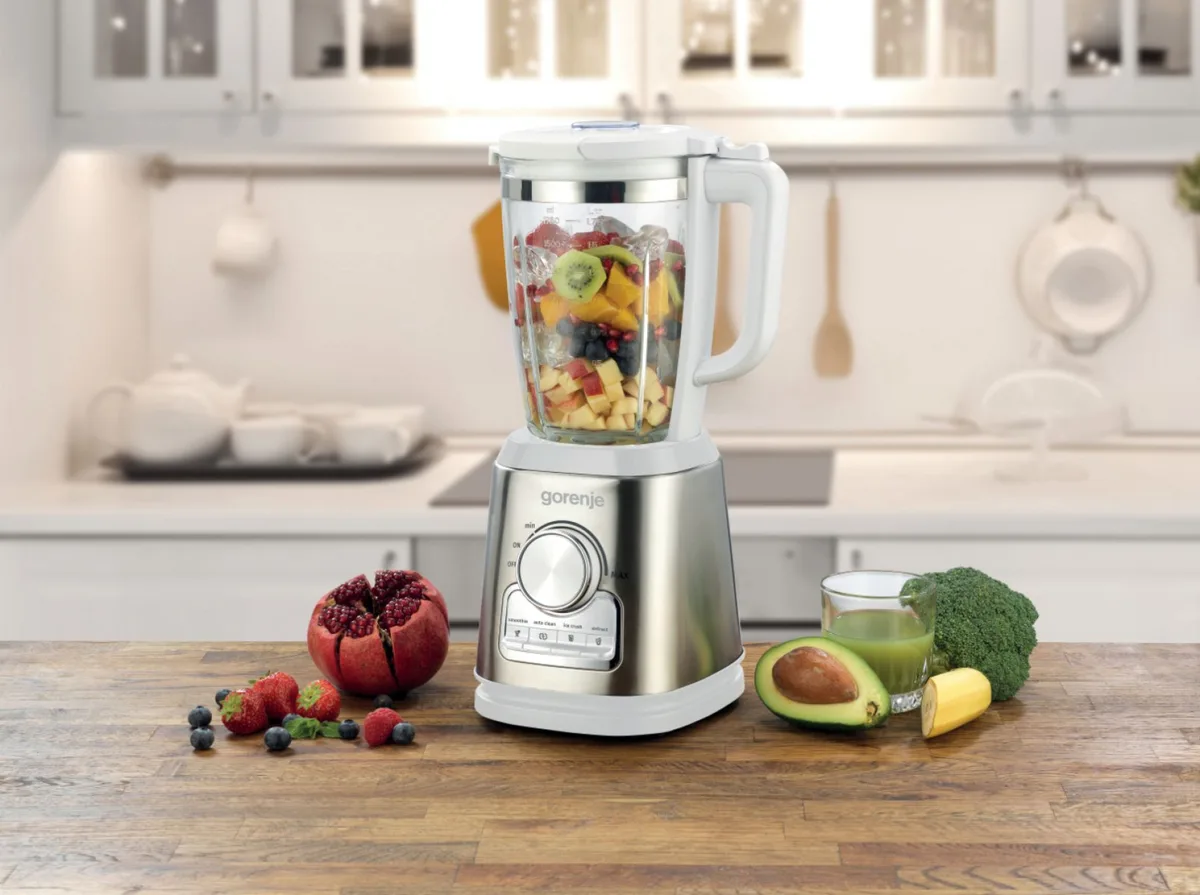 Блендер Gorenje стаціонарний 1400Вт, чаша 1750мл, скляний, білий.