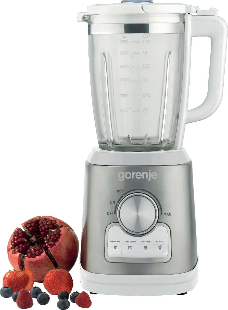 Блендер Gorenje стаціонарний 1400Вт, чаша 1750мл, скляний, білий.
