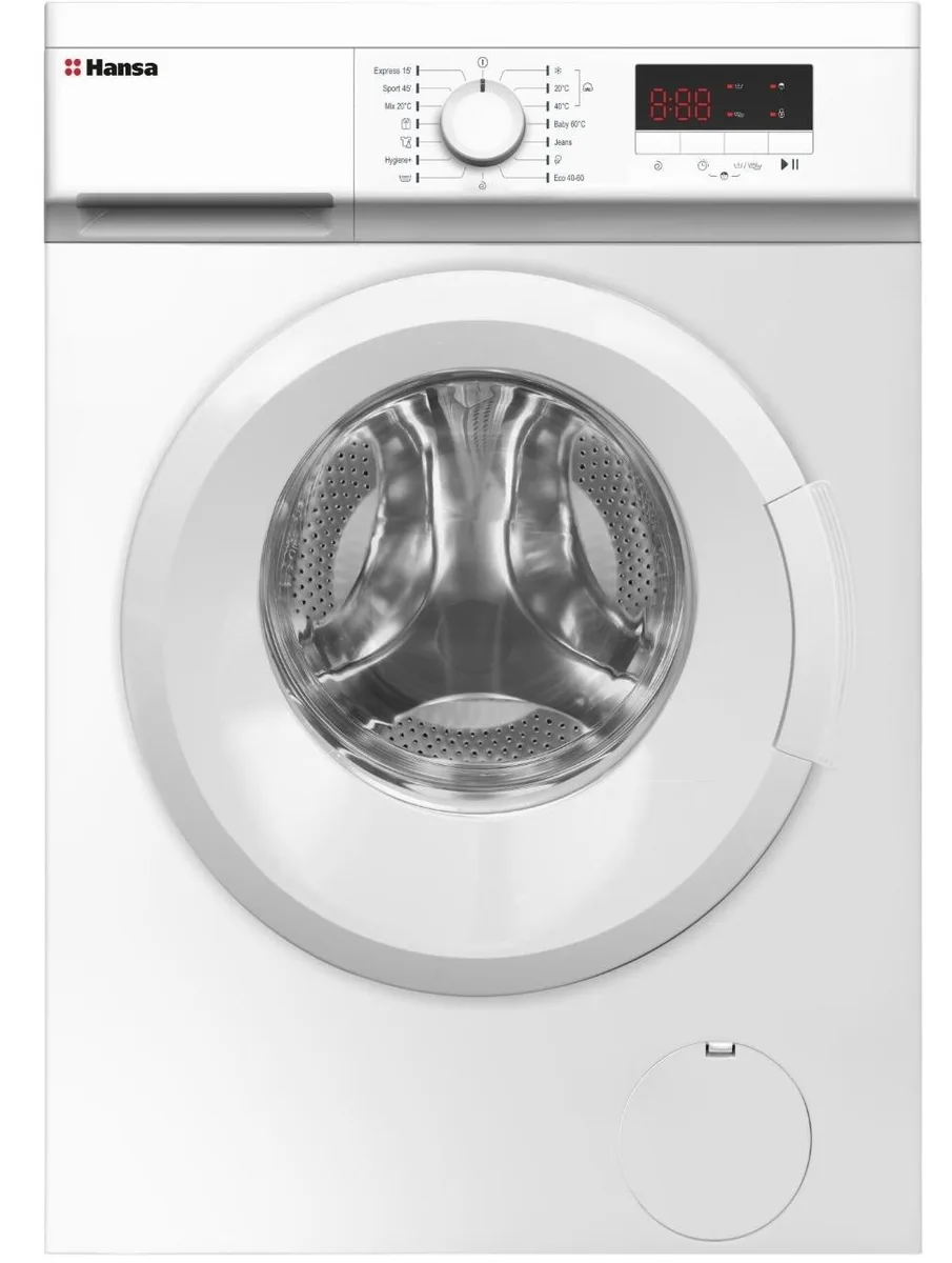 Фронтальна пральна машина Hansa, 7 кг, 1200 об/хв, клас енергоефективності A+++, 40 см, з дисплеєм, біла.