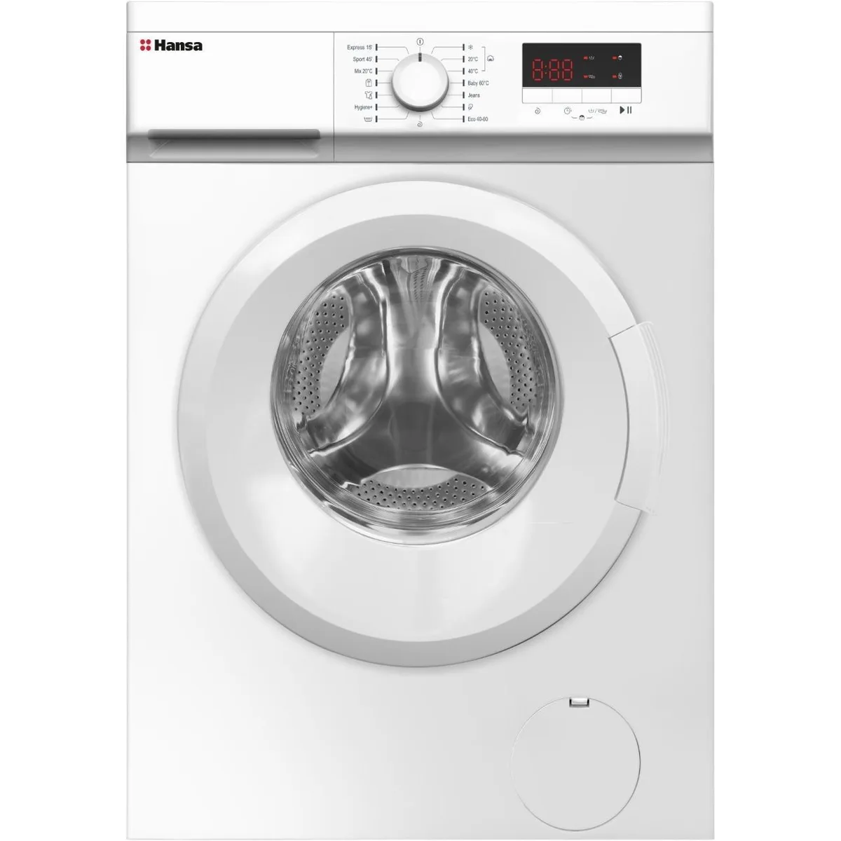 Фронтальна пральна машина Hansa, 7 кг, 1200 об/хв, клас енергоефективності A+++, 40 см, з дисплеєм, біла.