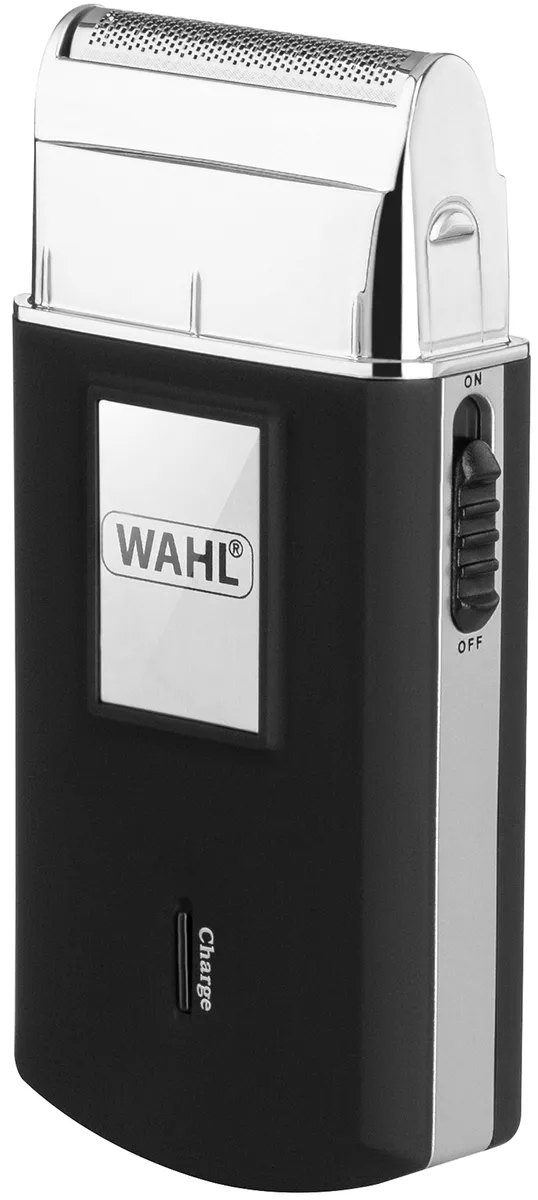 Електрична бритва WAHL Travel Shaver з сітковою головкою, 1 бритвеною головкою, для сухого гоління, з тримером, чорного кольору.