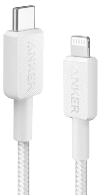 Кабель Anker USB-C до Lightning 0.9 м Нейлон Білий