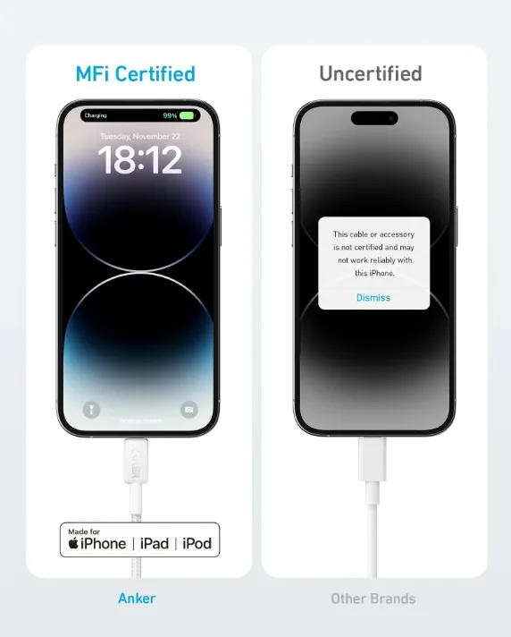 Кабель Anker USB-C до Lightning 0.9 м Нейлон Белый