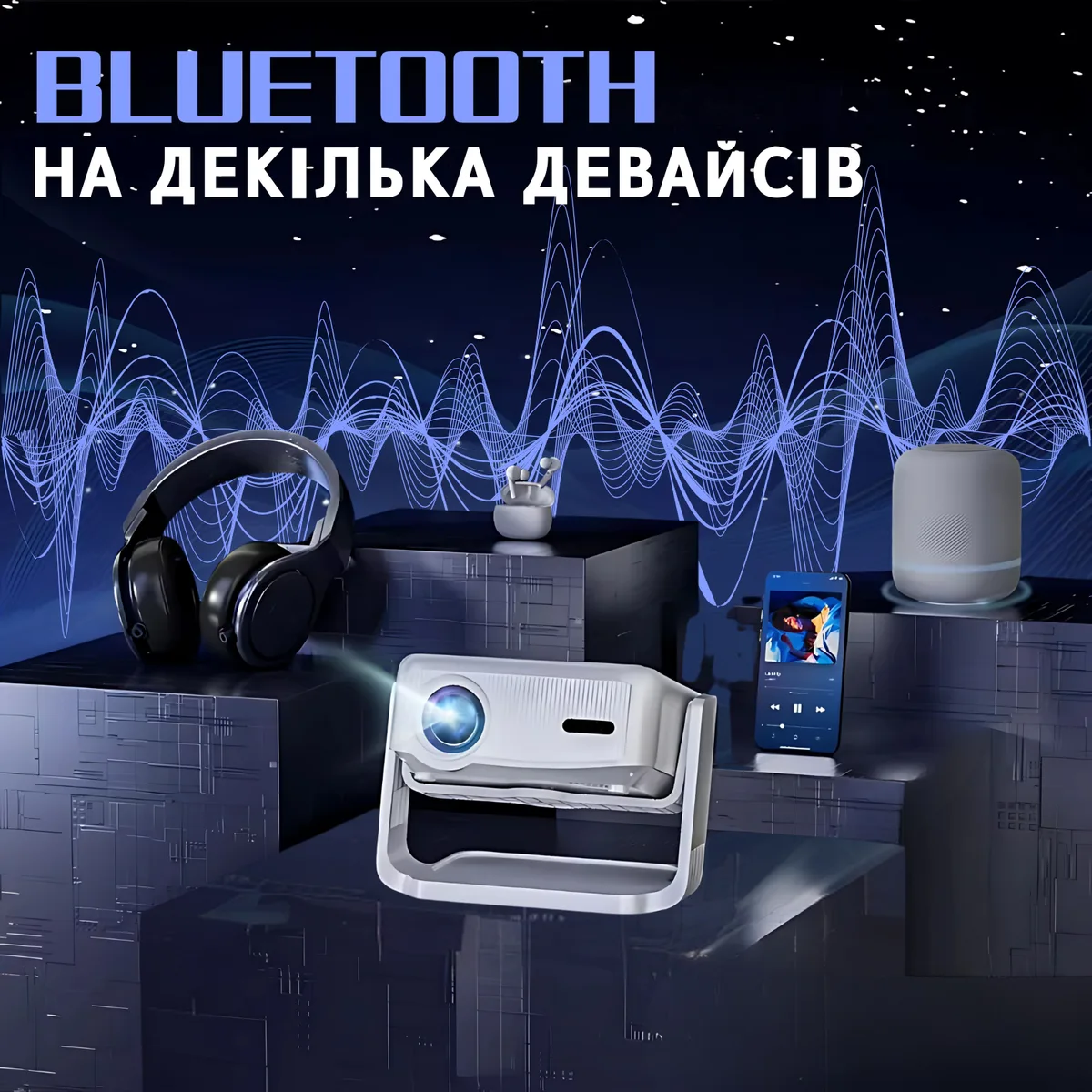Портативный мини LED проектор Cheerlux C6B 2800 Лм WiFi 1280x720 50-120 дюймов
